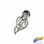 Crystal Teardrop Motif Rhinestone Brooch, BRS01-055