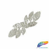 Crystal/Silver Floral Motif Rhinestone Brooch, BRS01-058