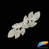 Crystal/Silver Floral Motif Rhinestone Brooch, BRS01-058