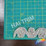 1 1/2" Wavy Flower Beaded Crystal Rhinestone Trim (sold by yard piece), BRT-015