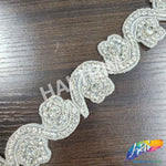 1 1/2" Wavy Flower Beaded Crystal Rhinestone Trim (sold by yard piece), BRT-015