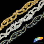 SALE! 1 1/2" Beaded Motif Rhinestone Trim (sold by yard piece), BRT-050