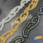 SALE! 1 1/2" Beaded Motif Rhinestone Trim (sold by yard piece), BRT-050