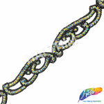 SALE! 1 1/2" Beaded Motif Rhinestone Trim (sold by yard piece), BRT-050