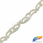 SALE! 1 1/2" Beaded Motif Rhinestone Trim (sold by yard piece), BRT-050