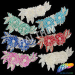 Beaded Sequins Motif Applique with Pearl Fringe, BSA-03