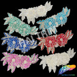 Beaded Sequins Motif Applique with Pearl Fringe, BSA-03