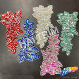 SALE! Elongated Leaf Beaded Sequins Motif Applique, BSA-04