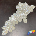 Elongated Leaf Beaded Sequins Motif Applique, BSA-04