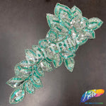 Elongated Leaf Beaded Sequins Motif Applique, BSA-04