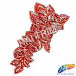 SALE! Elongated Leaf Beaded Sequins Motif Applique, BSA-04