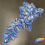 Elongated Leaf Beaded Sequins Motif Applique, BSA-04