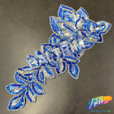 SALE! Elongated Leaf Beaded Sequins Motif Applique, BSA-04
