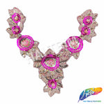 SALE! V-Shaped Flower Beaded Sequins Motif Applique, BSA-06