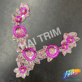 SALE! V-Shaped Flower Beaded Sequins Motif Applique, BSA-06