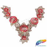 SALE! V-Shaped Flower Beaded Sequins Motif Applique, BSA-06