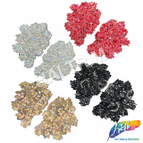 SALE! Multicolor Beaded Sequins Motif Applique (sold by pair), BSA-08