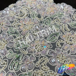 SALE! Light Pink/Mint/Ivory Lace Beaded Sequins Applique, BSA-09