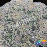SALE! Light Pink/Mint/Ivory Lace Beaded Sequins Applique, BSA-09
