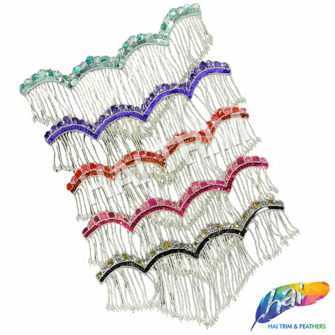 SALE! Wavy Beaded Sequins Applique with Fringe, BSA-11