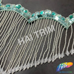 Wavy Beaded Sequins Applique with Fringe, BSA-11