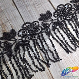 3" Beaded Sequin Flower Fringe with Mesh, BSF-003