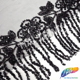 3" Beaded Sequin Flower Fringe with Mesh, BSF-003