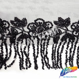 3" Beaded Sequin Flower Fringe with Mesh, BSF-003