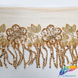 3" Beaded Sequin Flower Fringe with Mesh, BSF-003