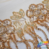 3" Beaded Sequin Flower Fringe with Mesh, BSF-003