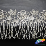 3" Beaded Sequin Flower Fringe with Mesh, BSF-003