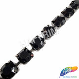 10mm (3/8") Black Acrylic Diamante Cupchain Trim, CST-001