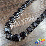 10mm (3/8") Black Acrylic Diamante Cupchain Trim, CST-001