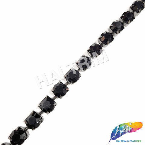 10mm (3/8") Black Acrylic Diamante Cupchain Trim, CST-001