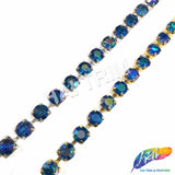 10mm (3/8") Blue Zircon AB Acrylic Diamante Cupchain Trim, CST-001