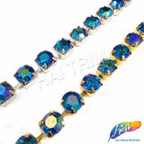 10mm (3/8") Blue Zircon AB Acrylic Diamante Cupchain Trim, CST-001