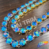 10mm (3/8") Blue Zircon AB Acrylic Diamante Cupchain Trim, CST-001