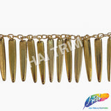 1 1/2" Gold Spike Chain Fringe, CF-013