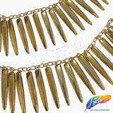 1 1/2" Gold Spike Chain Fringe, CF-013