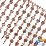 9 1/2" Rose Gold Coin Chain Rhinestone Fringe with Spikes, CF-009