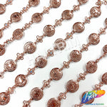 9 1/2" Rose Gold Coin Chain Rhinestone Fringe with Spikes, CF-009