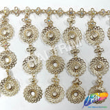 4 1/2" Gold Metallic Coin Chain Rhinestone Fringe, CF-010