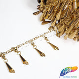 1 3/4" Gold Cone Bell Tassel Fringe, CF-012