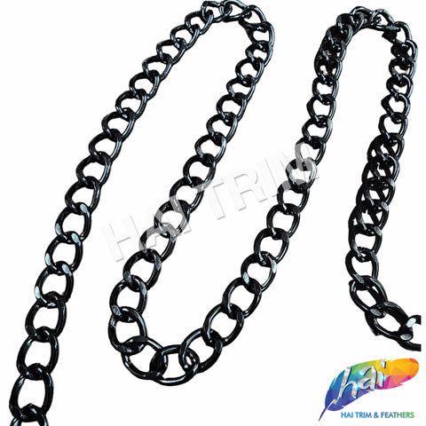 1/2" Black Curved Cable Metal Chain, CH-141