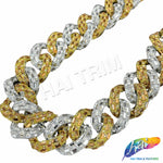 1 1/4" Rhinestone Studded Metallic Plastic Curb Chain, CH-143