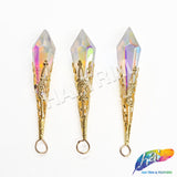 2 3/4" Crystal AB Chandelier Bead with Ornate Gold Cap (6 pieces)