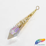 2 3/4" Crystal AB Chandelier Bead with Ornate Gold Cap (6 pieces)