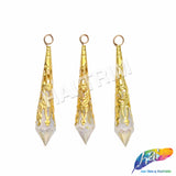 2 1/4" Crystal AB Chandelier Bead with Ornate Gold Cap (7 pieces)