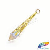 2 1/4" Crystal AB Chandelier Bead with Ornate Gold Cap (7 pieces)