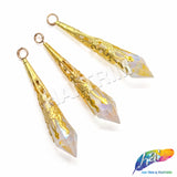 2 1/4" Crystal AB Chandelier Bead with Ornate Gold Cap (7 pieces)